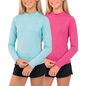 image:imageVolcom Girls Rash Guard 2Pack Long Sleeve UPF 50 Swim Shirt Sun Protection Swimwear for KidsAqua