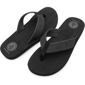 image:imageVolcom Mens Daycation Flip Flop Sandal  Soft Brushed Recliner Comfort Foam FootbedBlack Destructo