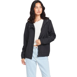 image:imageVolcom Womens Enemy Stone Hooded Zip Front Windbreaker JacketBlack 324