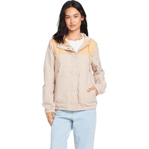 image:imageVolcom Womens Enemy Stone Hooded Zip Front Windbreaker JacketSand