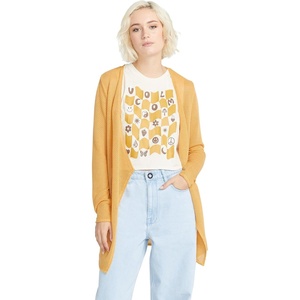 image:imageVolcom Womens Go Go Wrap Open Front Cardigan Sweater Regular amp Plus SizeDust Gold