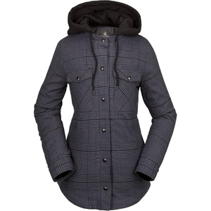 image:imageVolcom Womens Hooded Flannel Snowboard Ski Winter Hooded Shirt JacketBlack S3