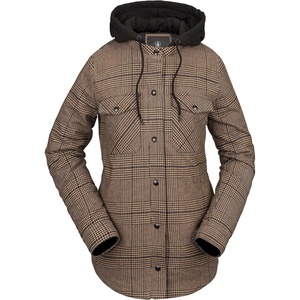 image:imageVolcom Womens Hooded Flannel Snowboard Ski Winter Hooded Shirt JacketCaramel S3