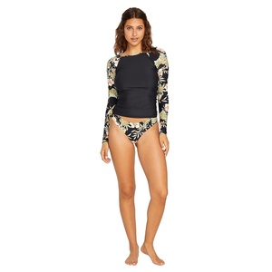 image:imageVolcom Womens Simply Core Long Sleeve Rashguard Upf 50Black Combo