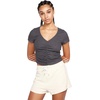 image:imageVolcom Womens Lived in Lounge Rib Short Sleeve V Neck TopBlack