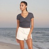 image:imageVolcom Womens Lived in Lounge Rib Short Sleeve V Neck TopBlack