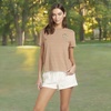 image:imageVolcom Womens Lock It Up Short Sleeve Tee  Crew Neck TShirt with Striped Neck TapingMocha