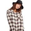 image:imageVolcom Womens Plaid to Meet U Long Sleeve Flannel ShirtEspresso