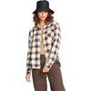 image:imageVolcom Womens Plaid to Meet U Long Sleeve Flannel ShirtEspresso