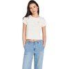 image:imageVolcom Womens Have a Clue Short Sleeve Tee  Fitted TShirt with Striped Neck TapingCloud White