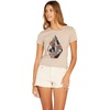 image:imageVolcom Womens Have a Clue Short Sleeve Tee  Fitted TShirt with Striped Neck TapingTaupe