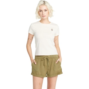 image:imageVolcom Womens Have a Clue Short Sleeve Tee  Fitted TShirt with Striped Neck TapingCloud