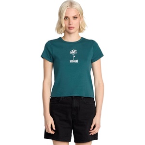 image:imageVolcom Womens Have a Clue Short Sleeve Tee  Fitted TShirt with Striped Neck TapingEmerald Green