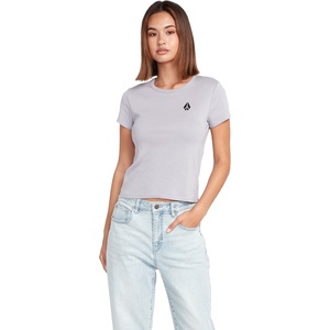 image:imageVolcom Womens Have a Clue Short Sleeve Tee  Fitted TShirt with Striped Neck TapingMoonbeam