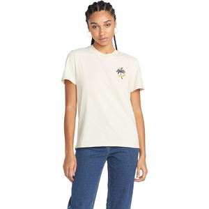 image:imageVolcom Womens Lock It Up Short Sleeve Tee  Crew Neck TShirt with Striped Neck TapingCloud