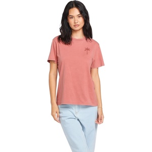 image:imageVolcom Womens Lock It Up Short Sleeve Tee  Crew Neck TShirt with Striped Neck TapingMauve Rose