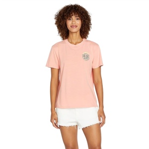 image:imageVolcom Womens Lock It Up Short Sleeve Tee  Crew Neck TShirt with Striped Neck TapingReef Pink