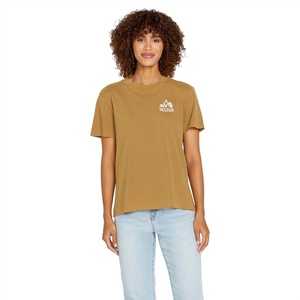 image:imageVolcom Womens Lock It Up Short Sleeve Tee  Crew Neck TShirt with Striped Neck TapingRustic Brown