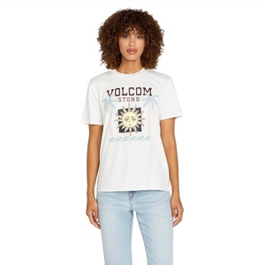 image:imageVolcom Womens Lock It Up Short Sleeve Tee  Crew Neck TShirt with Striped Neck TapingStar Light