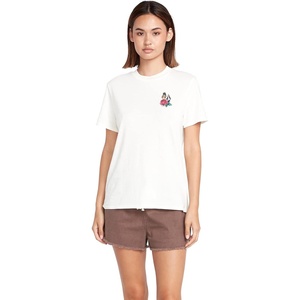 image:imageVolcom Womens Lock It Up Short Sleeve Tee  Crew Neck TShirt with Striped Neck TapingStar Star White