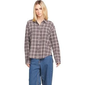 image:imageVolcom Womens Plaid to Meet U Long Sleeve Flannel ShirtDark Grey