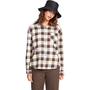image:imageVolcom Womens Plaid to Meet U Long Sleeve Flannel ShirtEspresso