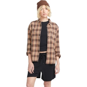 image:imageVolcom Womens Plaid to Meet U Long Sleeve Flannel ShirtVintage Brown