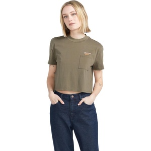 image:imageVolcom Womens Short Sleeve Pocket Dial Tee  Crew Neck TShirt with Chest Pocket and Screen PrintArmy