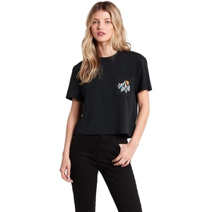 image:imageVolcom Womens Short Sleeve Pocket Dial Tee  Crew Neck TShirt with Chest Pocket and Screen PrintBlack New