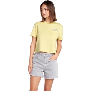 image:imageVolcom Womens Short Sleeve Pocket Dial Tee  Crew Neck TShirt with Chest Pocket and Screen PrintCitron
