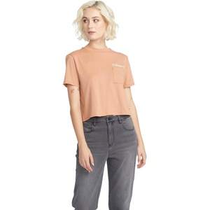 image:imageVolcom Womens Short Sleeve Pocket Dial Tee  Crew Neck TShirt with Chest Pocket and Screen PrintClay Red