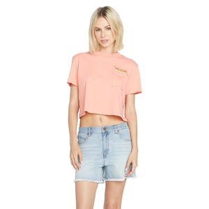 image:imageVolcom Womens Short Sleeve Pocket Dial Tee  Crew Neck TShirt with Chest Pocket and Screen PrintReef Pink