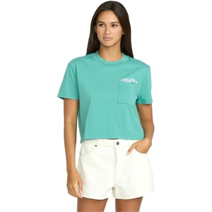 image:imageVolcom Womens Short Sleeve Pocket Dial Tee  Crew Neck TShirt with Chest Pocket and Screen PrintStormy Blue