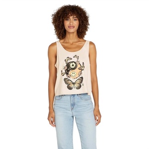 image:imageVolcom Womens to The Bank Organic Cotton Graphic Tank Top  Relaxed Boxy Fit Breezy Summer StyleDusty Rose