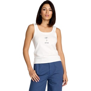 image:imageVolcom Womens to The Bank Organic Cotton Graphic Tank Top  Relaxed Boxy Fit Breezy Summer StyleStar White Time