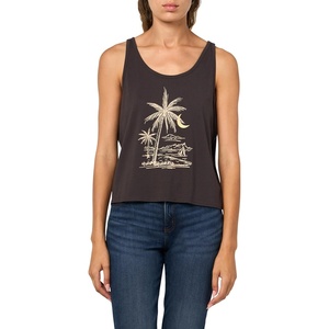 image:imageVolcom Womens to The Bank Organic Cotton Graphic Tank Top  Relaxed Boxy Fit Breezy Summer StyleVintage Black