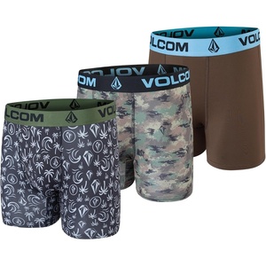 image:imageVolcom Mens Boxer Briefs 3 Pack Poly Spandex Performance FLYLESS Support Boxer Briefs UnderwearBlackCamouflageBrown