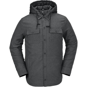 image:imageVolcom Mens Field Insulated Flannel Hooded Snowboard Shirt JacketHeather Black