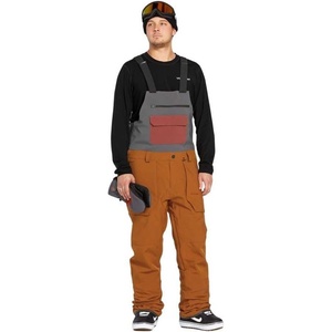 image:imageVolcom Mens Roan Bib Overall Snowboard Pant  15k Waterproof 2layer Repreve FibersCaramel