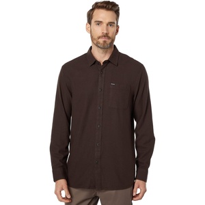 image:imageVolcom Mens Caden Solid Long Sleeve Button Down ShirtDark Brown
