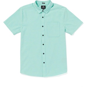 image:imageVolcom Mens Date Knight Short Sleeve Classic Fit Button Down ShirtCrete Blue
