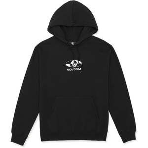 image:imageVolcom Mens Pullover Logo Fleece Hooded Sweatshirt  Soft Brushed Interior Classic Fit Kangaroo Pocket Ribbed Cuffs amp HemBlack Explorer
