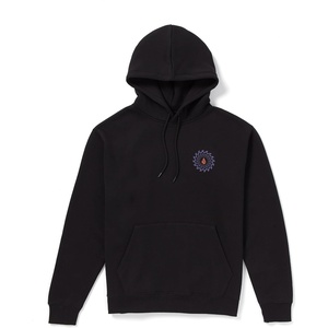 image:imageVolcom Mens Pullover Logo Fleece Hooded Sweatshirt  Soft Brushed Interior Classic Fit Kangaroo Pocket Ribbed Cuffs amp HemBlack Po