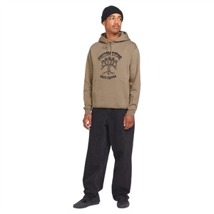 image:imageVolcom Mens Pullover Logo Fleece Hooded Sweatshirt  Soft Brushed Interior Classic Fit Kangaroo Pocket Ribbed Cuffs amp HemTeak