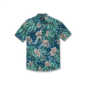 image:imageVolcom Mens Regular Marble Floral Short Sleeve Button Down Hawaiian ShirtAged Indigo
