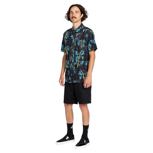 image:imageVolcom Mens Regular Marble Floral Short Sleeve Button Down Hawaiian ShirtBamboozeled Black