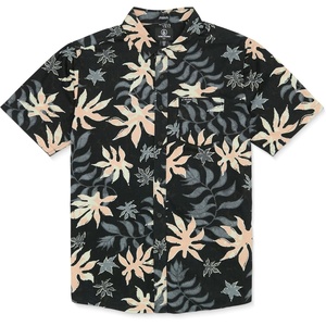image:imageVolcom Mens Regular Marble Floral Short Sleeve Button Down Hawaiian ShirtBlack
