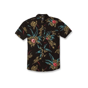 image:imageVolcom Mens Regular Marble Floral Short Sleeve Button Down Hawaiian ShirtBlack Combo