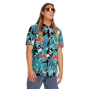 image:imageVolcom Mens Regular Marble Floral Short Sleeve Button Down Hawaiian ShirtBlack Leaf