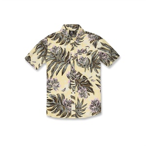 image:imageVolcom Mens Regular Marble Floral Short Sleeve Button Down Hawaiian ShirtDawn Yellow